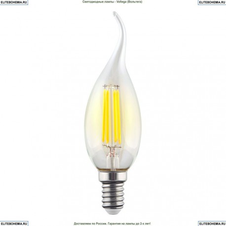 7018 (VG10-CW1E14cold6W-F) Voltega Лампа светодиодная филаментная E14 6W 4000К, Свеча на ветру