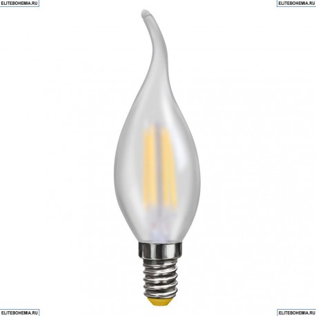7025 (VG10-CW2E14warm6W-F) Voltega Лампа светодиодная филаментная E14 6W 2800К, Свеча на ветру матовая